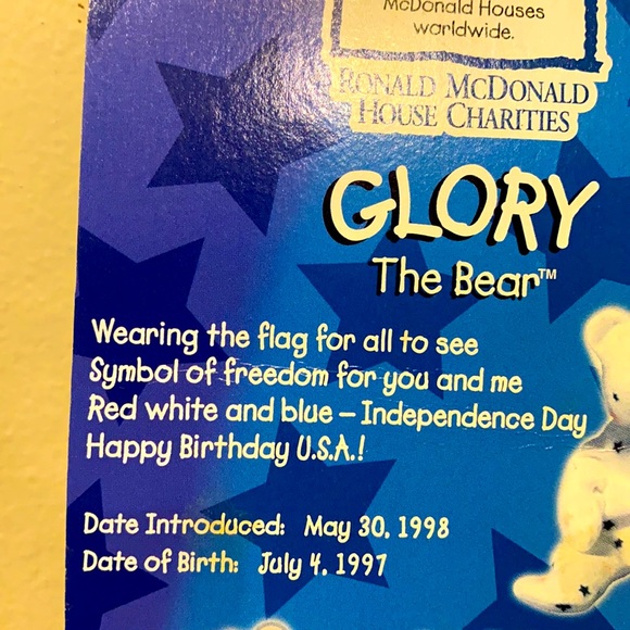 McDonald's Ty Beanie Baby Glory the Bear still in package - Picture 8 of 9